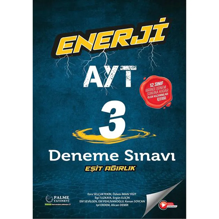 PALME YKS AYT ENERJİ 3 EŞİT AĞIRLIK DENEME SINAVI 1.DÖNEM
