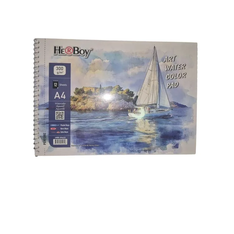 HERBOY HRB-39623 SPİRALLİ A4 300 ARTSULU BOYA DEFTERİ 12 YAPRAK