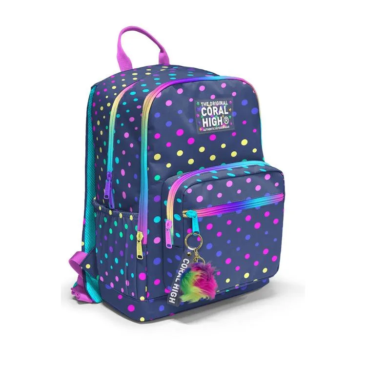 CORAL HIGH 23672 KIDS LACİVERT RENKLİ PUANTİYELİ DÖRT BÖLMELİ SIRT ÇANTASI