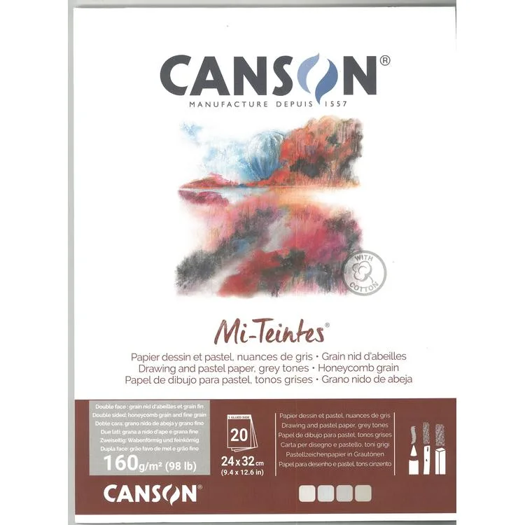 CANSON MI-TEINSTES RESİM VE ÇİZİM DEFTERİ 24x32 160GR. 20YP. GRİ TONLARI (GREY TONES)