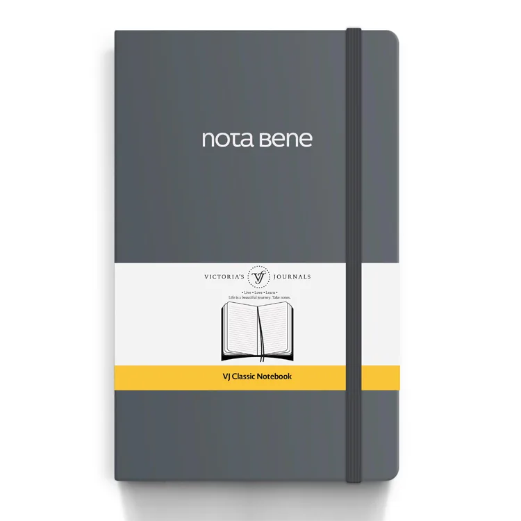 VICTORIA'S JOURNALS NOTE BENE 9234 CLASSIC NOTEBOOK ESNEK KAPAK 13x21cm 70gr.400 SYF. ÇİZGİLİ DEFTER GRİ