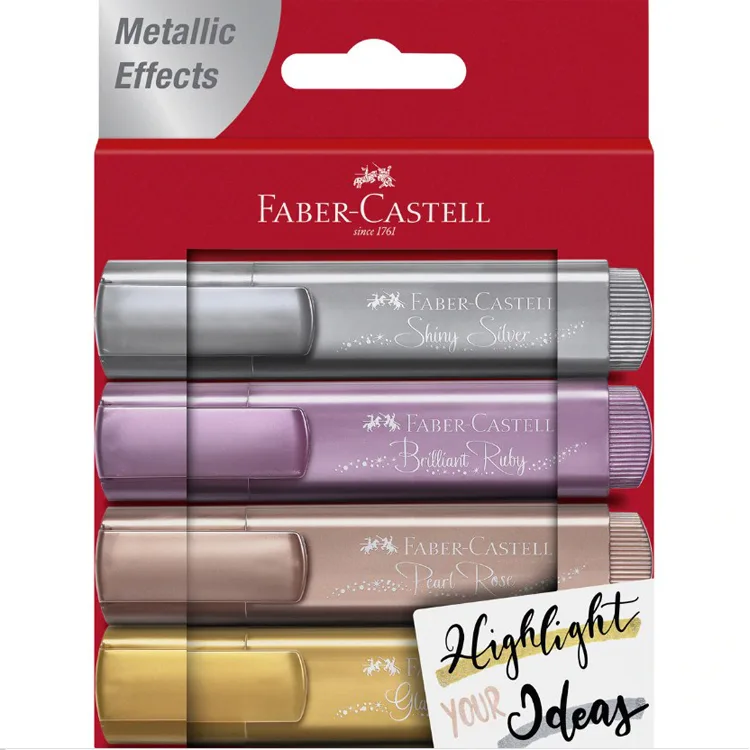 FABER CASTELL FOSFORLU KALEM METALİK RENKLER 4'LÜ