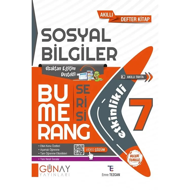 GÜNAY 7. SINIF BUMERANG ETKİNLİKLİ SOSYAL BİLGİLER AKILLI DEFTER KİTAP SORU BANKASI - 2025 MÜFREDAT