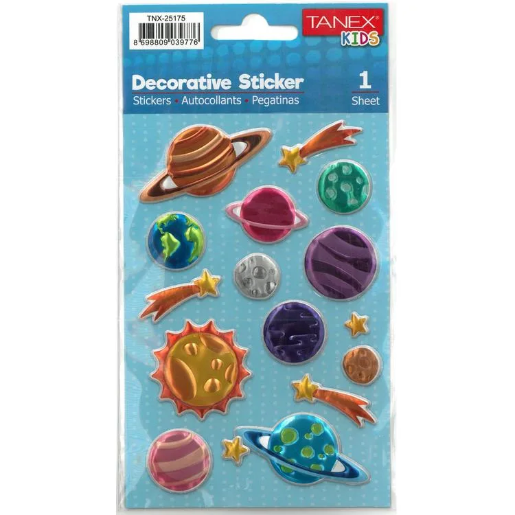 TANEX KIDS TNX-25175 DEKORATİF ETİKETLER - GEZEGENLER SERİSİ STICKER
