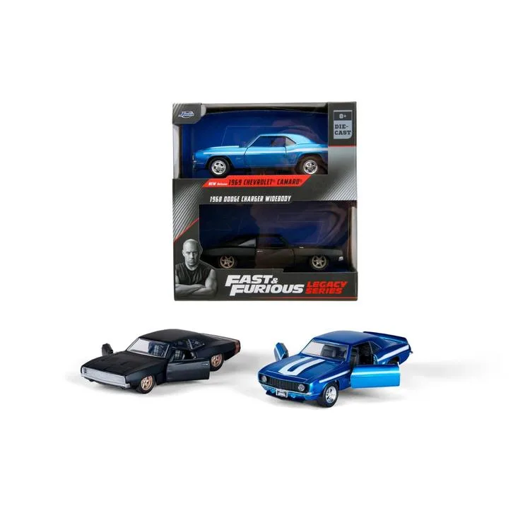 SİMBA JADA 3202013 FAST & FURIOUS 1:32 1968 DODGE CHARGER WIDEBODY & 1969 CHEVROLET CAMARO DIE CAST METAL ARABA 2'Lİ KUTU 8+