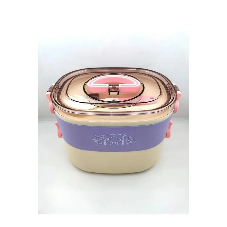 VAGONLİFE BL50251-2 ÇELİK YEMEK KABI 2 KATLI 3 BÖLMELİ LUNCH BOX MOR