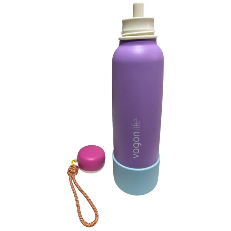 VAGONLİFE ÇELİK PİPETLİ KULLANIM İP EL ASKILI MATARA/TERMOS VGN1106 750ML - MOR