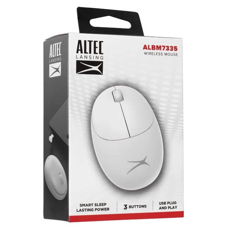 ALTEC LANSİNG ALBM7335 2.4GHZ USB 1200DPI ALKALİN PİLLİ KABLOSUZ MOUSE BEYAZ