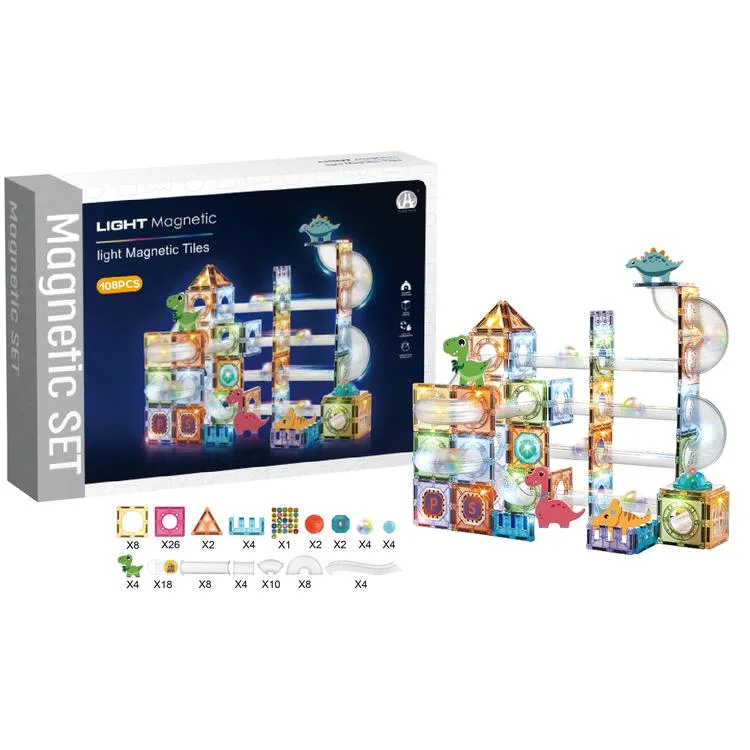BAŞEL CH1180 3D LIGHT MAGNETIC TILES KUTULU IŞIKLI MANYETİK YAPI BLOKLARI 108 PARÇA 3+