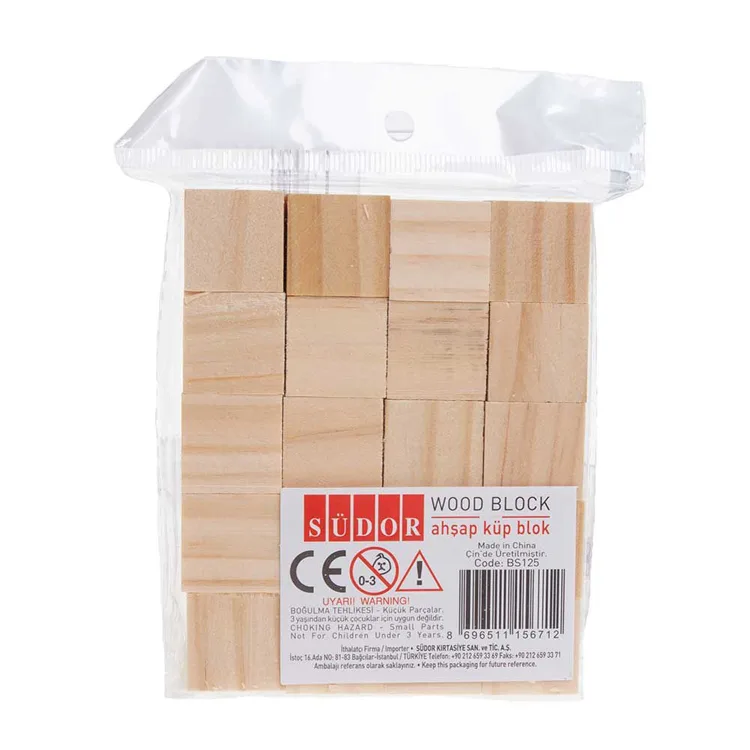 SÜDOR BS125 AHŞAP KÜP BLOK 20 Lİ NATUREL