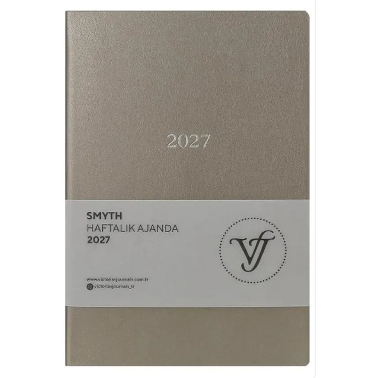 VICTORIA'S JOURNALS 226-2333 14x20,5 cm A5 SMYTH ESNEK KAPAK GÜMÜŞ YALDIZ KENAR HAFTALIK AJANDA - GÜMÜŞ