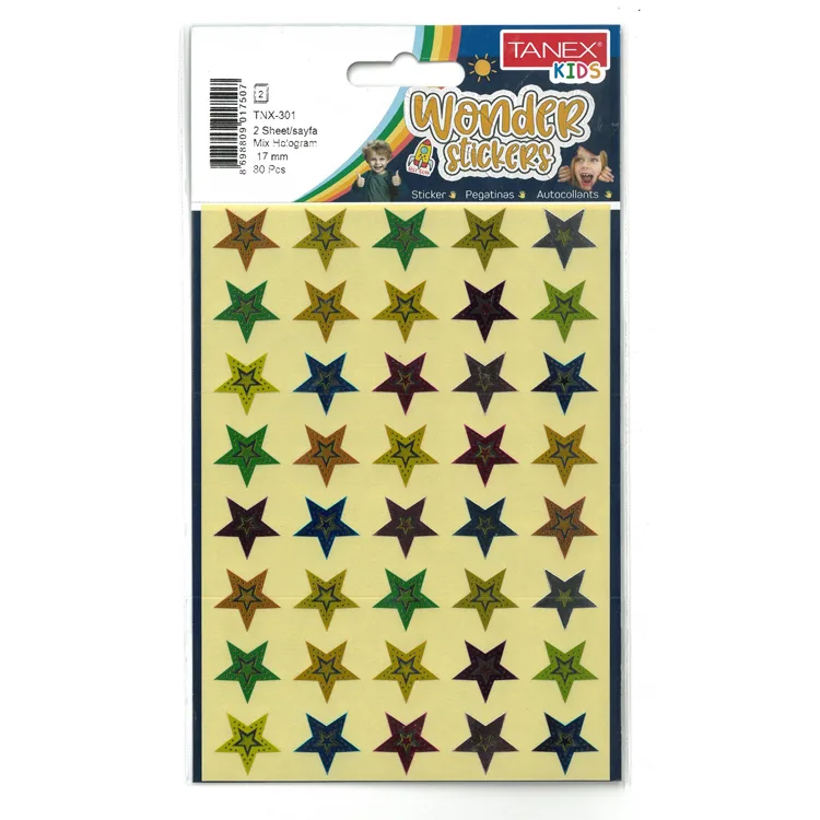 TANEX TNX-301 19mm. MIX HOLOGRAM YILDIZ STICKER 2'Lİ