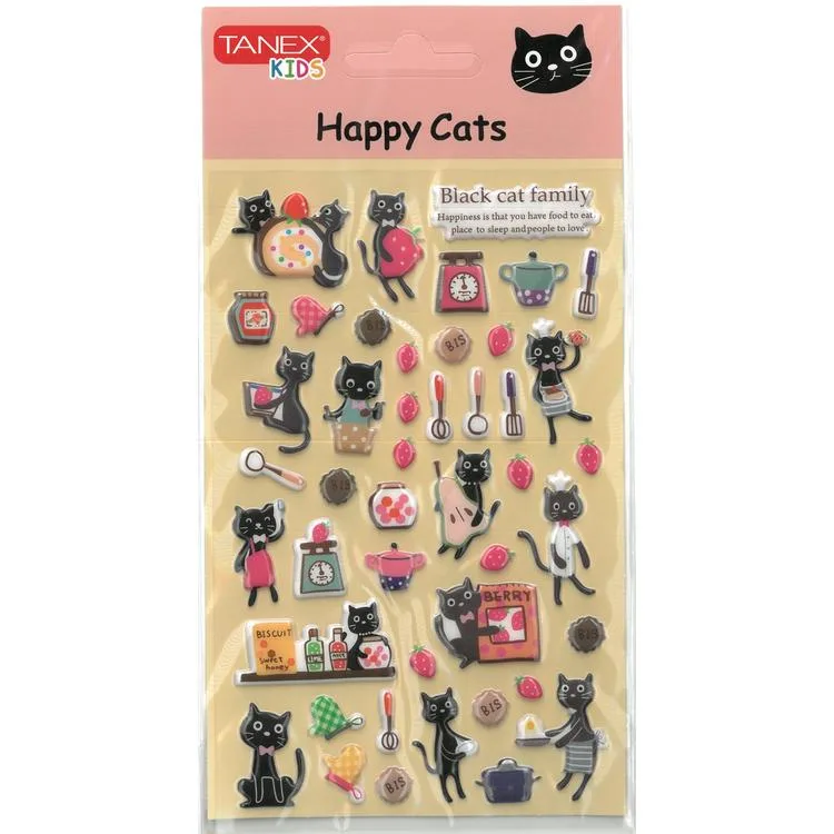 TANEX KIDS TNX-25142 DEKORATİF ETİKETLER - PUFFY SEMPATİK KEDİ-2 SERİSİ STICKER - TEKLİ