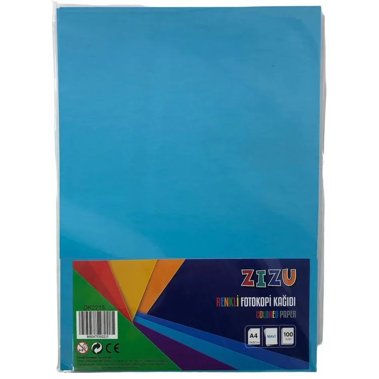 ZİZU DK2215 RENKLİ FOTOKOPİ KAĞIDI A4 100'LÜ - MAVİ