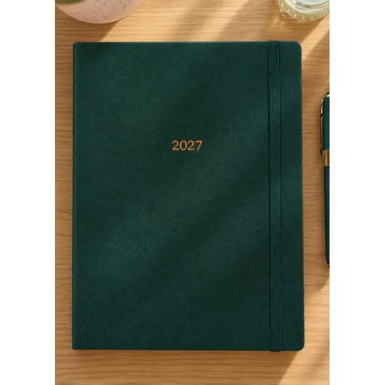 VICTORIA'S JOURNALS 226-2304 19X25 A4 CLASSIC SERT KAPAK CEPLİ LASTİKLİ HAFTALIK AJANDA - YEŞİL