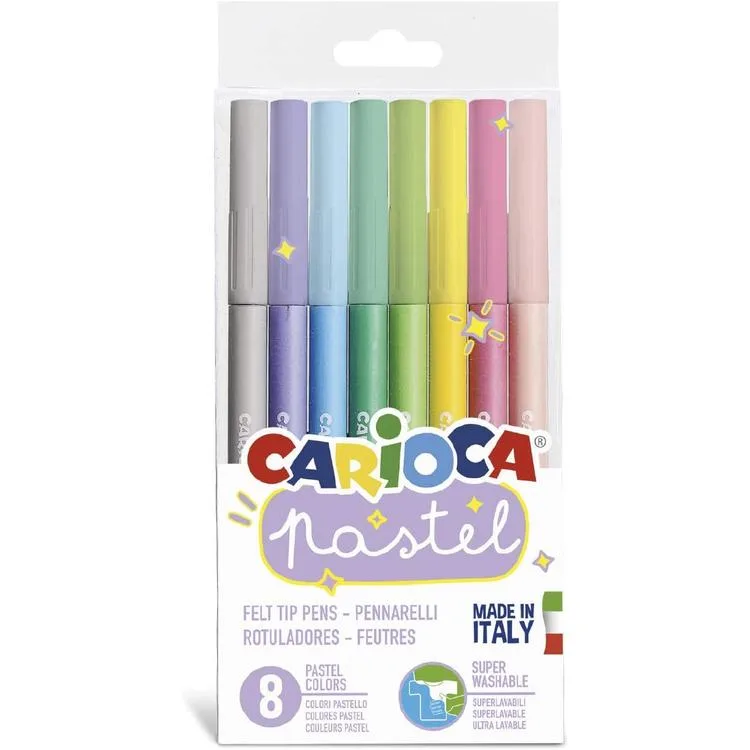 CARIOCA 43032 YIKANABİLİR PASTEL RENK KEÇELİ KALEM 8'Lİ
