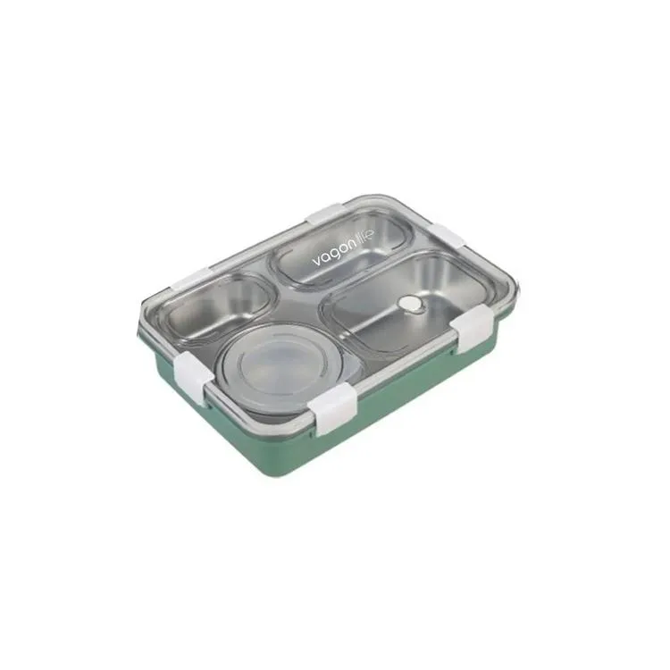 VAGONLİFE PASLANMAZ ÇELİK BÖLMELİ YEMEK KABI - LUNCH BOX 4 BÖLMELİ BL50433-1 850 ML - YEŞİL