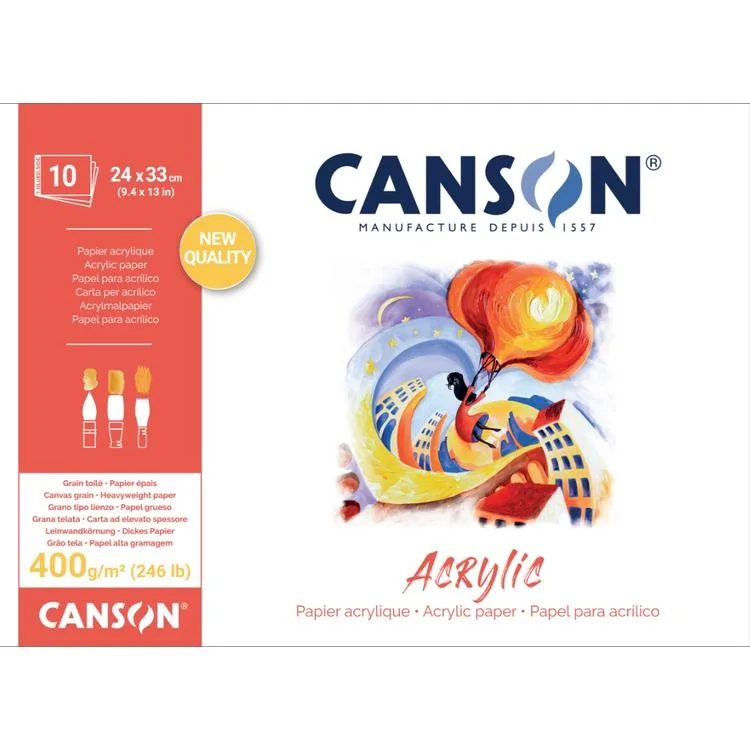 CANSON 24X33 PAD CANACRYLIC AKRİLİK RESİM DEFTERİ 400GR. 10YP.