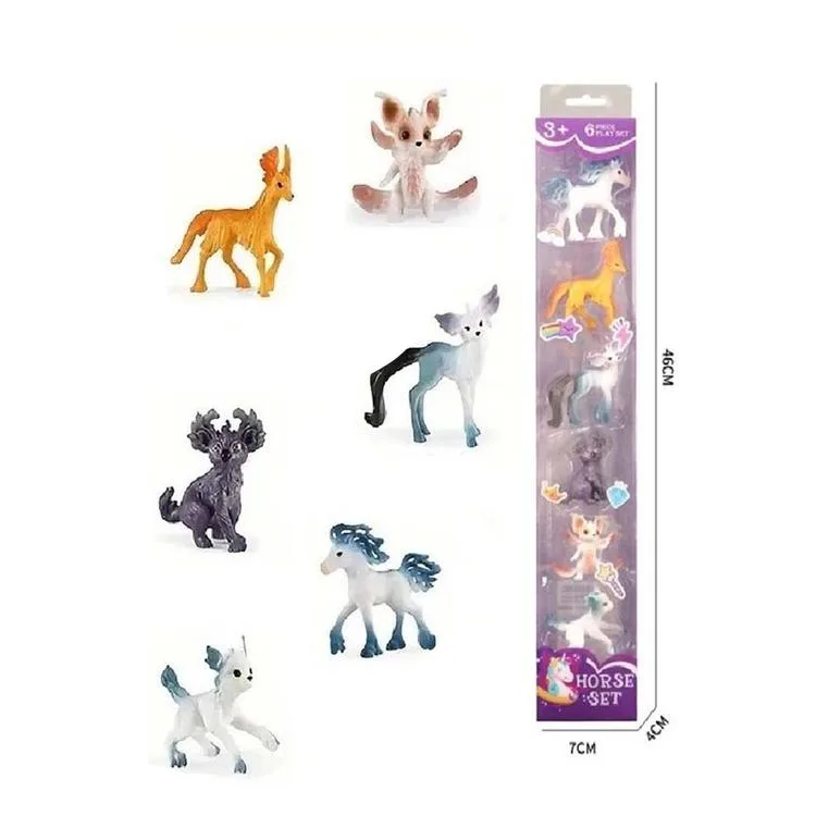 4İ KZ956-030F HORSE SET MİSTİK HAYVANLAR 6'LI KUTULU FİGÜR SET 3+