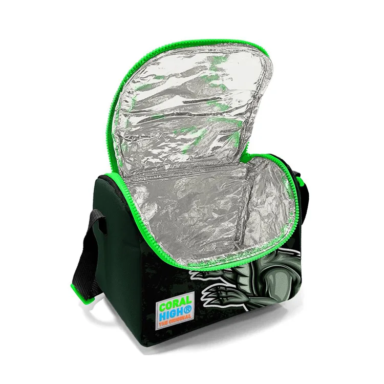 CORAL HIGH 11725 KOYU YEŞİL SİYAH DİNAZOR DESENLİ THERMO BESLENME ÇANTASI
