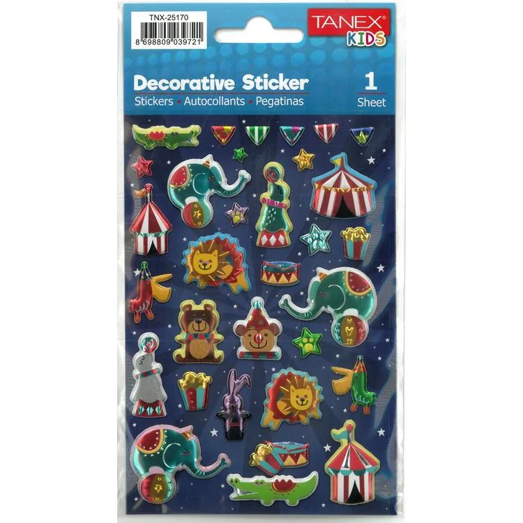TANEX KIDS TNX-25170 DEKORATİF ETİKETLER - SİRK SERİSİ STICKER