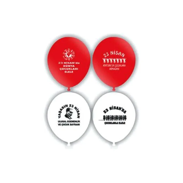 ATOM BALON 23 NİSAN YAZILI BASKILI BALON (100'lü) POŞET