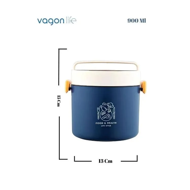 VAGONLİFE ÇELİK YEMEK KABI TEK BÖLMELİ 900 ML - LUNCH BOX XC-543