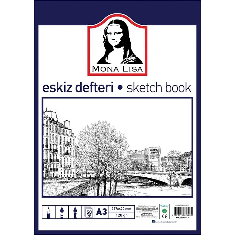 SÜDOR BN05-3 ESKİZ DEFTERİ A3 120gr. 50yp.