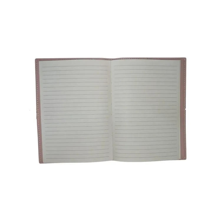 VICTORIA'S JOURNALS ÇİÇEK 124-1042 VEGAN DERİ KAPAK LASTİKLİ 13X18 cm 80 gr. 96 YP. KREM ÇİZGİLİ DEFTER PASTEL PEMBE