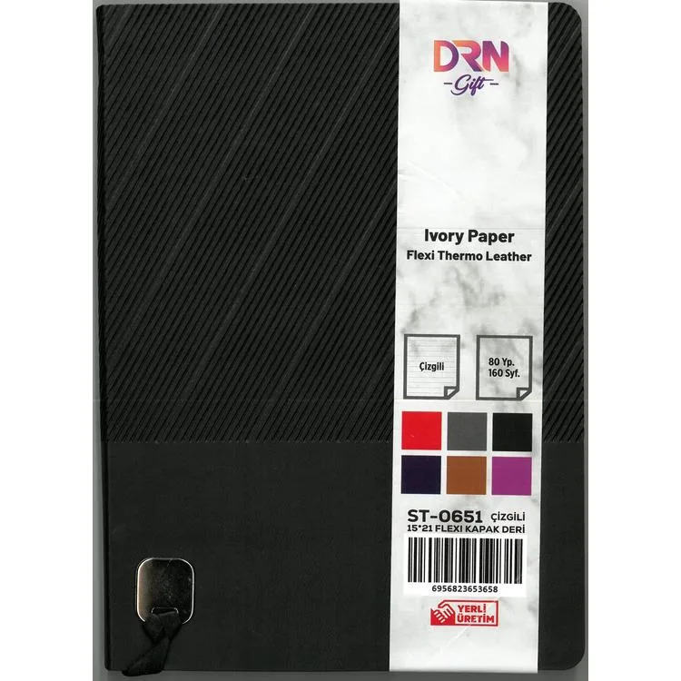 DRN GIFT ST-0651 15x21 FLEXI KAPAK DERİ MODEL 80 YP. ÇİZGİLİ DEFTER - TEKLİ