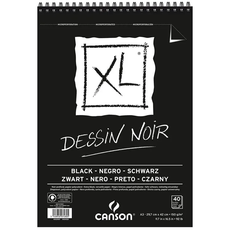 CANSON 400039087 A3 DESSIN NOIR SİYAH ÇİZİM DEFTERİ 150 GR. 40 YP.