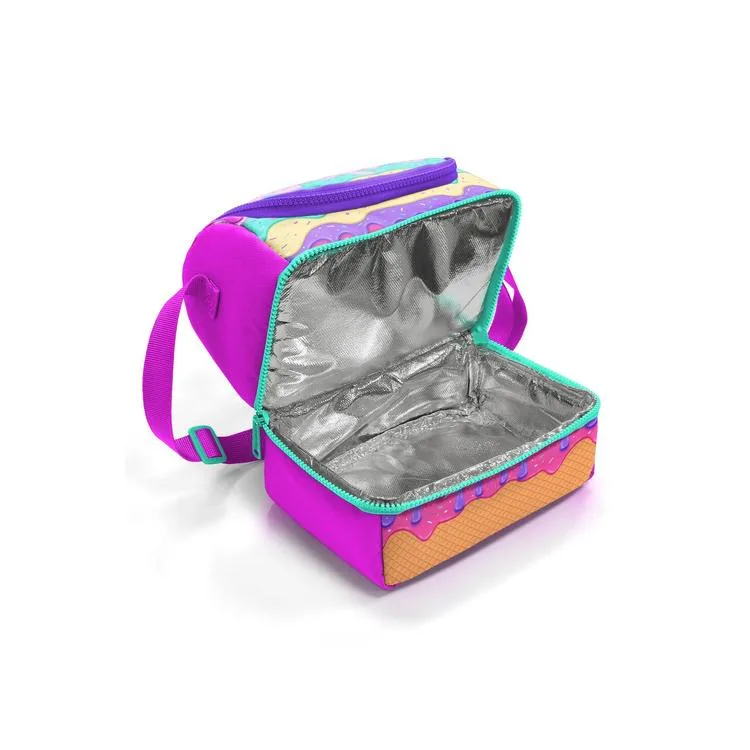 CORAL HIGH 37211 KIDS PEMBE RENGARENK DONDURMA DESENLİ THERMO İKİ KATLI BESLENME ÇANTASI
