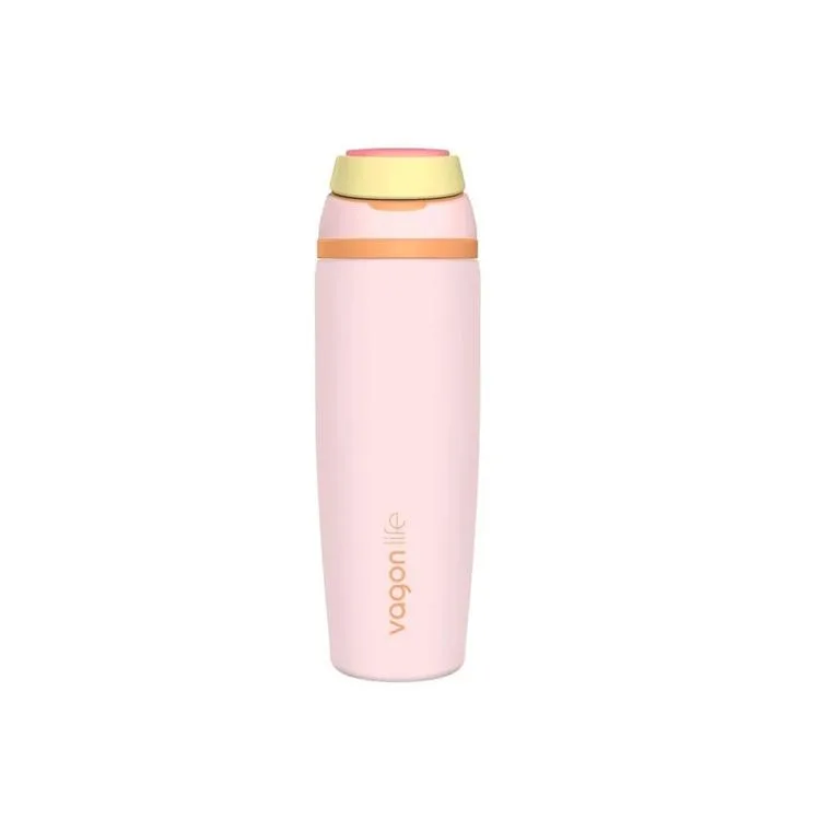 VAGONLİFE ÇELİK TEK KAPAK PİPETLİ/ PİPETSİZ KULLANIM KULPLU MATARA/TERMOS VGN1107 800ML - PEMBE