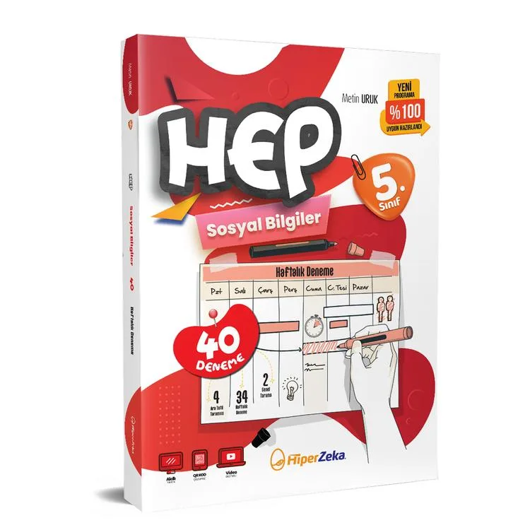 HİPER ZEKA 5. SINIF HAFTALIK HEP SOSYAL BİLGİLERE 40 DENEME