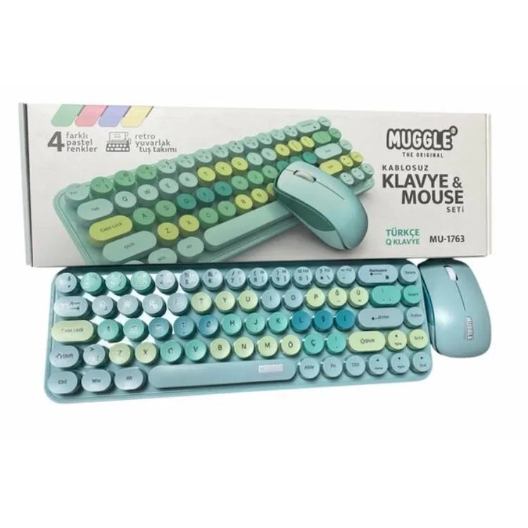 MUGGLE MU-1763Y KABLOSUZ KLAVYE MOUSE SETİ - YEŞİL