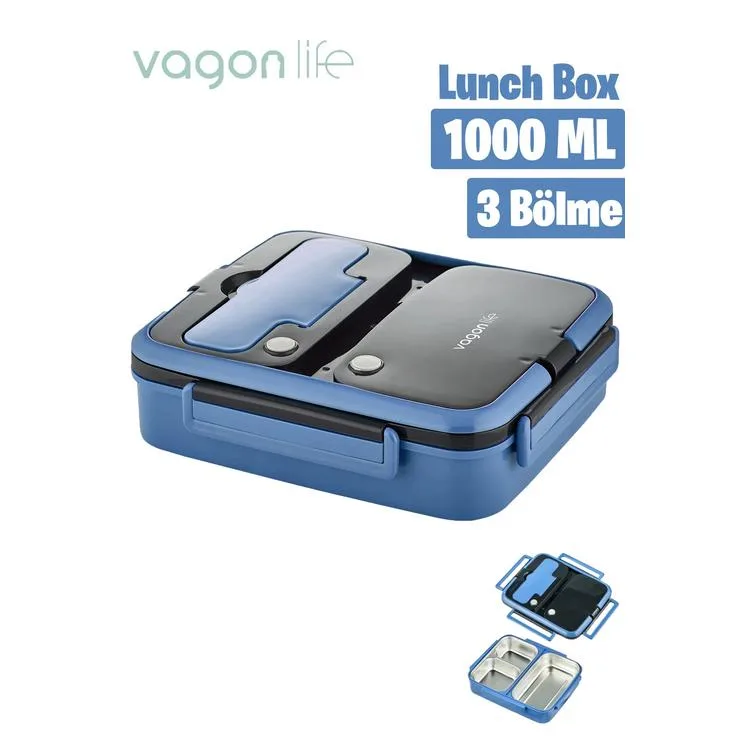 VAGONLİFE ÇELİK YEMEK KABI 3 HAZNELİ LUNCH BOX BL10164 1000 ML