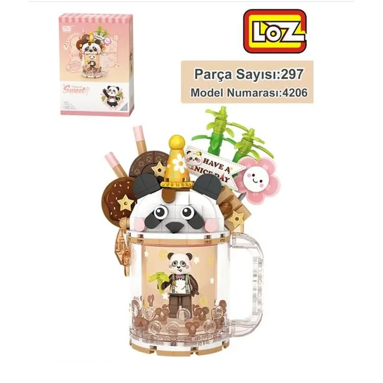 VAGONLIFE LOZ 4206 PANDA AYI DONDURMA KUPASI 297 PARÇA BLOCK OYUNCAK 6+