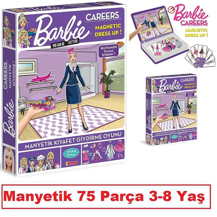 DİYTOY BRB1918 BARBIE CAREERS MANYETİK GİYDİRME OYUNU KARİYER 75 PARÇA