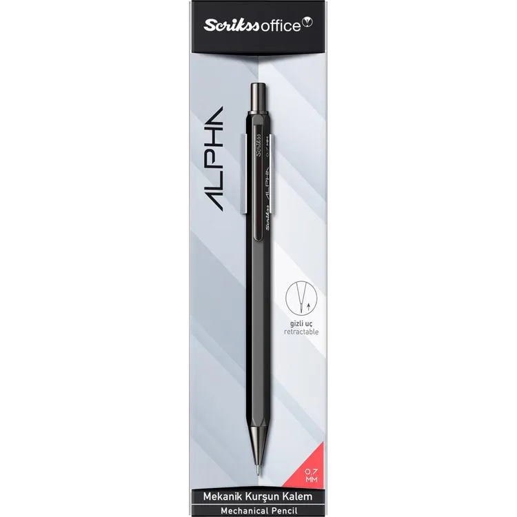 SCRIKSS ALPHA VERSATİL KALEM 0.7 ŞEFFAF AMBALAJ SİYAH