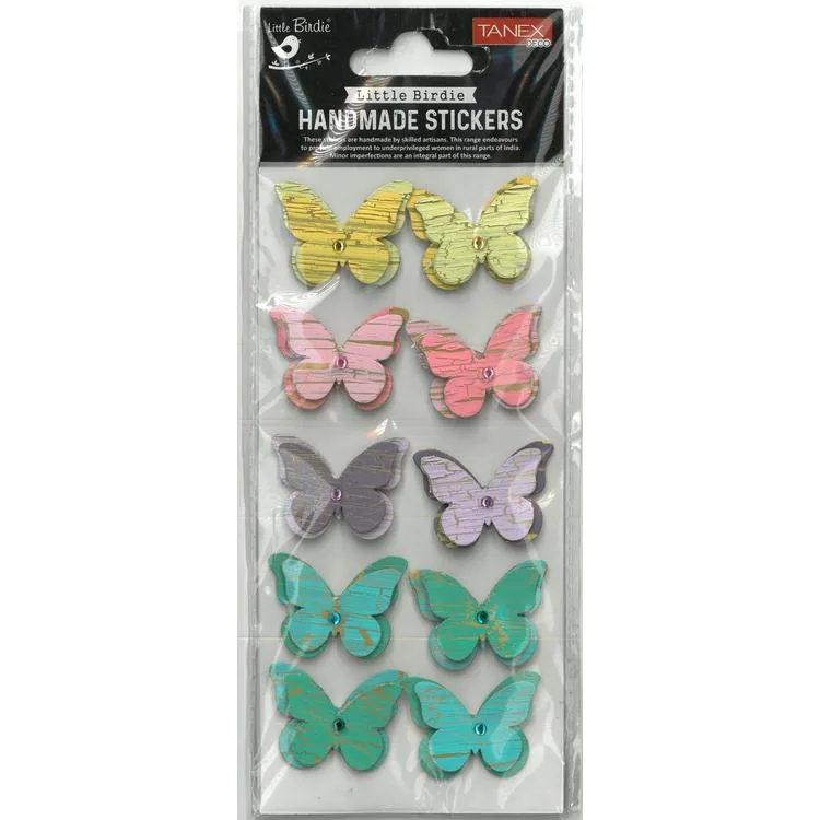 TANEX HANDMADE TNX-28020 DEKORATİF ETİKETLER - TAŞLI KELEBEK SERİSİ STICKER - TEKLİ