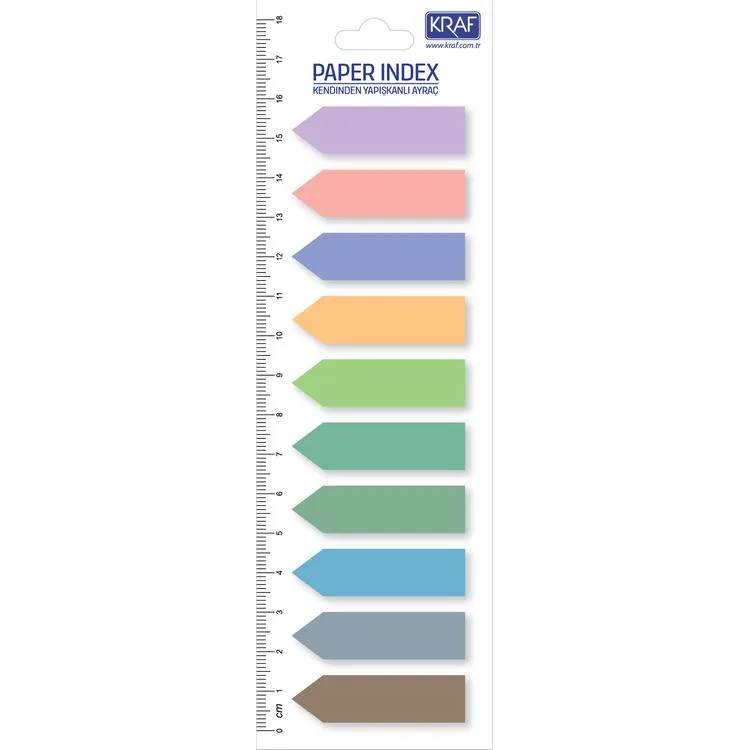 KRAF 51245 İNDEX FİLM (PP) 12x44mm.10 RENKx20yp. OK ŞEKİLLİ YAPIŞKANLI AYRAÇ 1 YP.