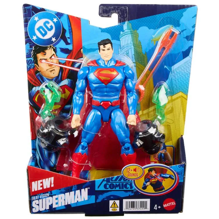 MATTEL DC JMD85 SUPERMAN ISI GÖRÜŞLÜ SESLİ IŞIKLI AKSİYON FİGÜR 18cm 4+