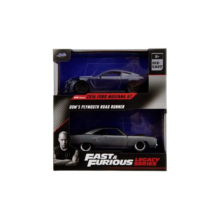 SİMBA JADA 3202018 1:32 DOMS PLYMOUTH ROAD RUNNER & 2016 FORD MUSTANG GT DIE CAST 2'Lİ ARABA KUTULU 8+