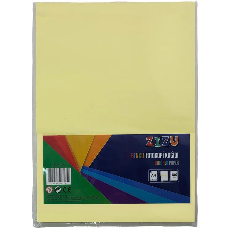 ZİZU DK2178 RENKLİ FOTOKOPİ KAĞIDI A4 100'LÜ - SARI
