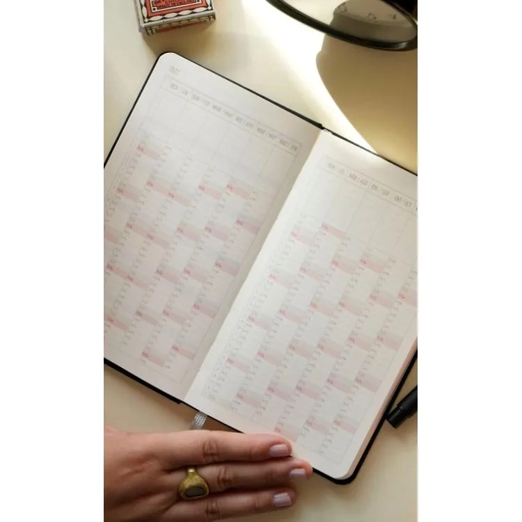 VICTORIA'S JOURNALS 226-4062 10x17 cm CANVAS 100 GR HAFTALIK AJANDA - SİYAH