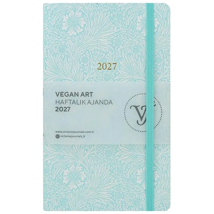 VICTORIA'S JOURNALS 226-2319 13x21cm SMYTH VEGAN ART SERT KAPAK CEPLİ LASTİKLİ HAFTALIK AJANDA - DESEN 3