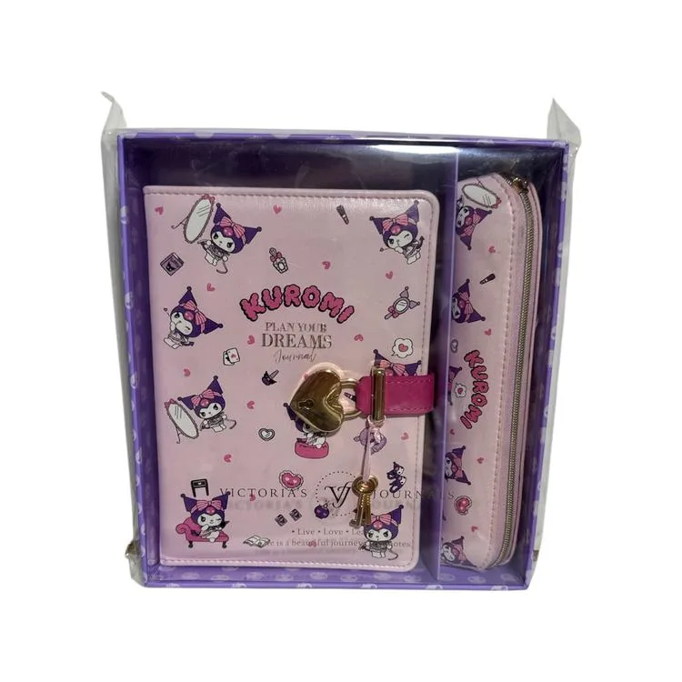 VICTORIA'S JOURNALS 525-1974 HUSH HUSH KUROMİ KİLİTLİ 13x18cm 80gr.160YP.ÇİZGİLİ DEFTER + KALEMLİK SET