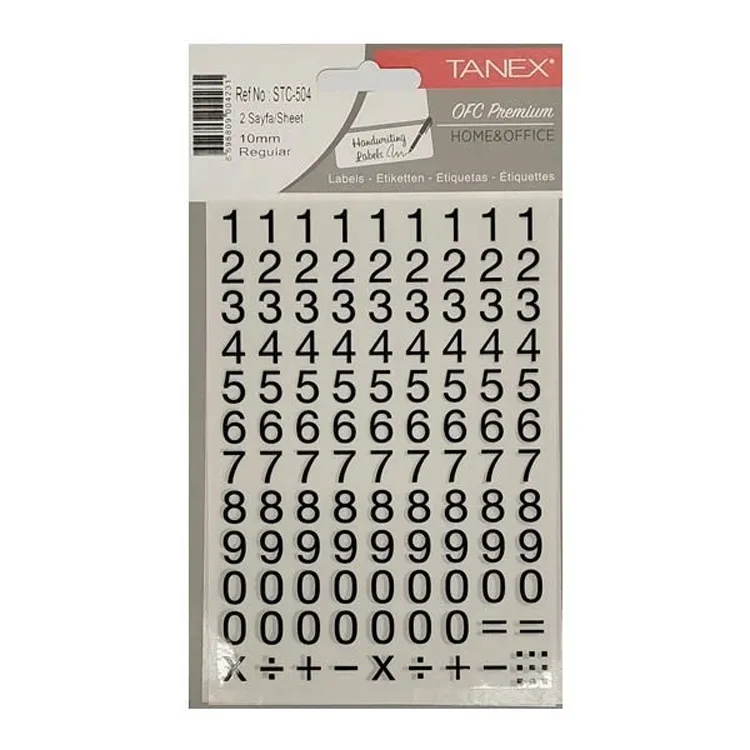 TANEX STC-504 10mm STICKER REGULAR RAKAMLAR ETİKETİ 2'Lİ