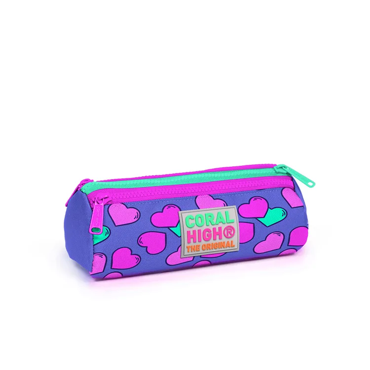 CORAL HIGH 22303 LAVANTA PEMBE KALP DESENLİ ÜÇ BÖLMELİ KALEM ÇANTASI