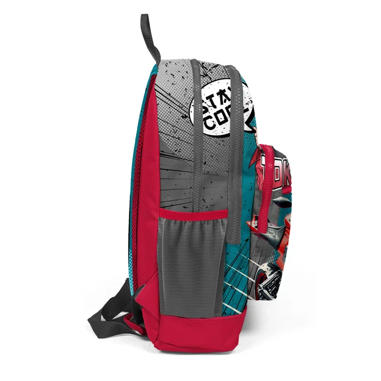 CORAL HIGH 23764 KIDS GRİ NEFTİ ANİME MOTORSİKLET DESENLİ DÖRT BÖLMELİ SIRT ÇANTASI